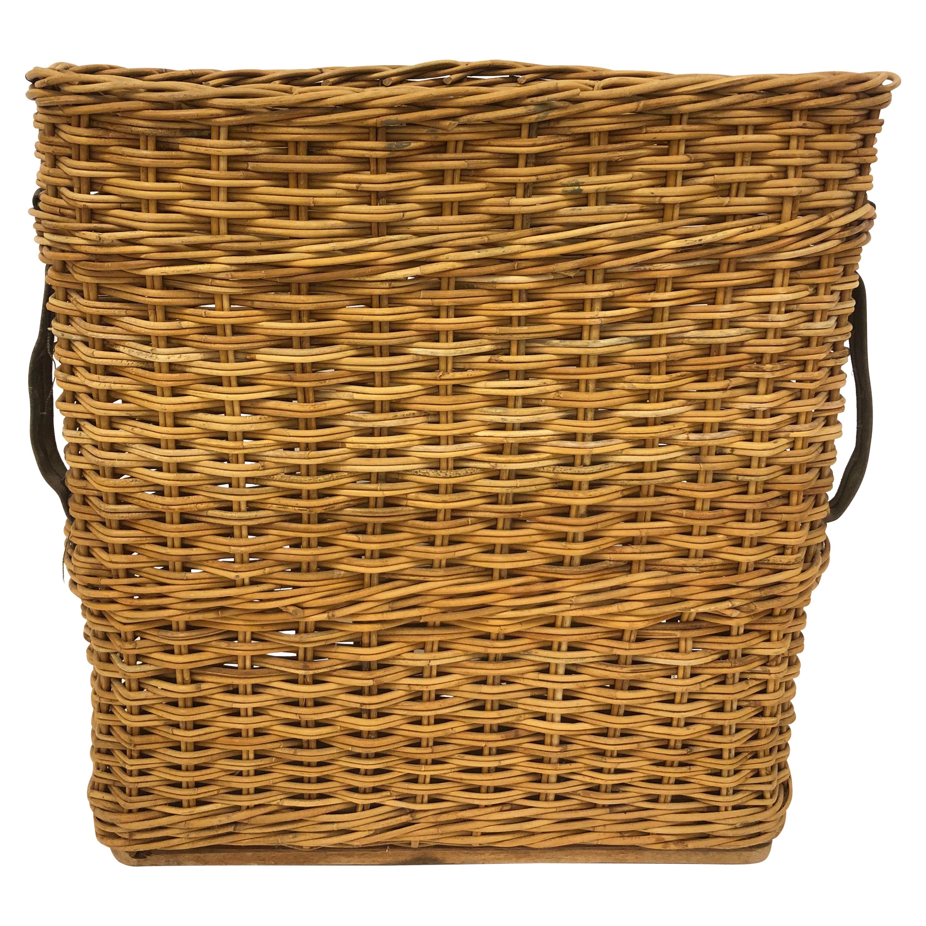 Antique French Basket for Bottles