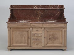 Antique French Bathroom Double-Sink Vanity from late 1800’s Walnut and Marble