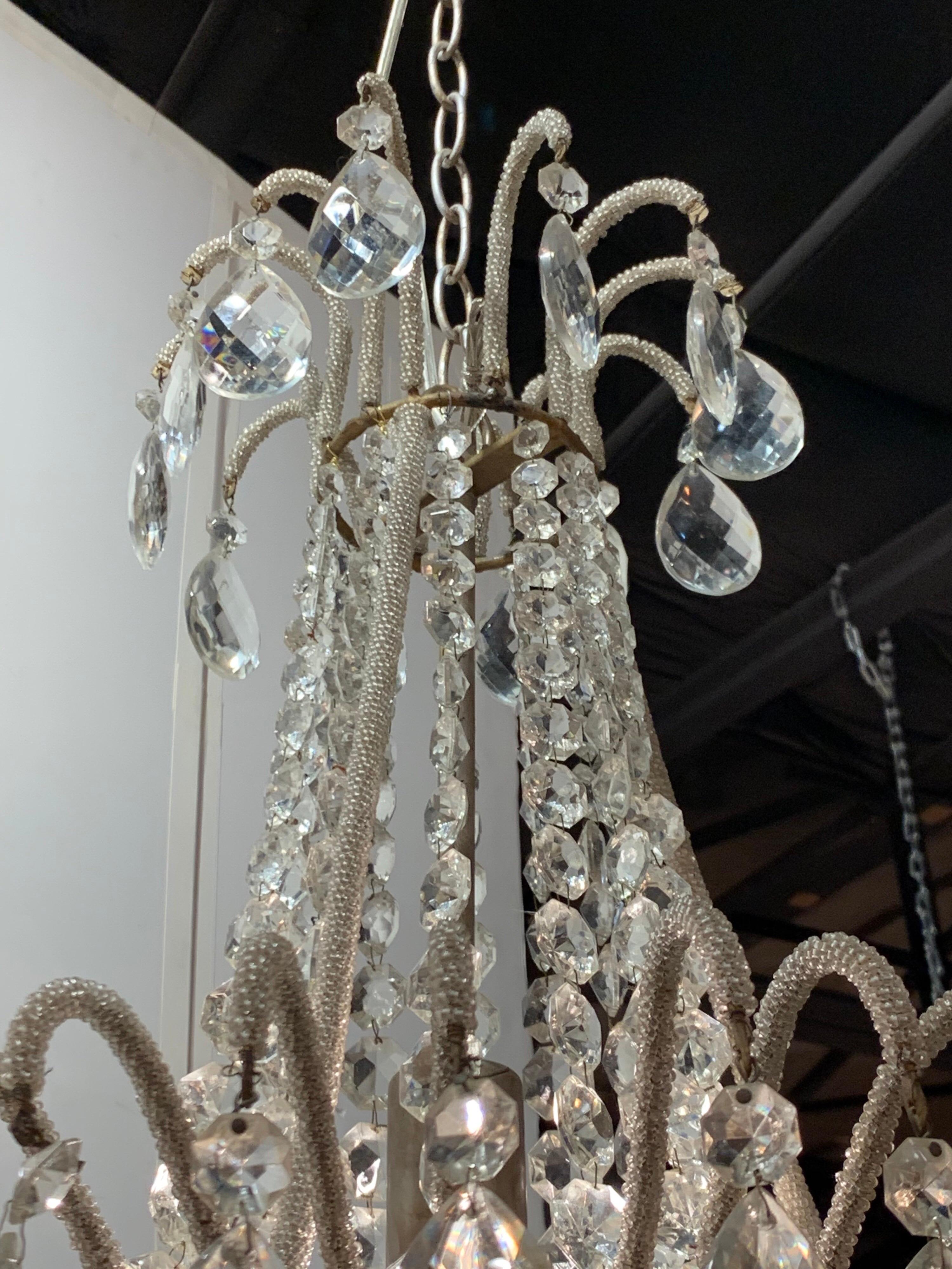Antique French Beaded Chandelier For Sale 1
