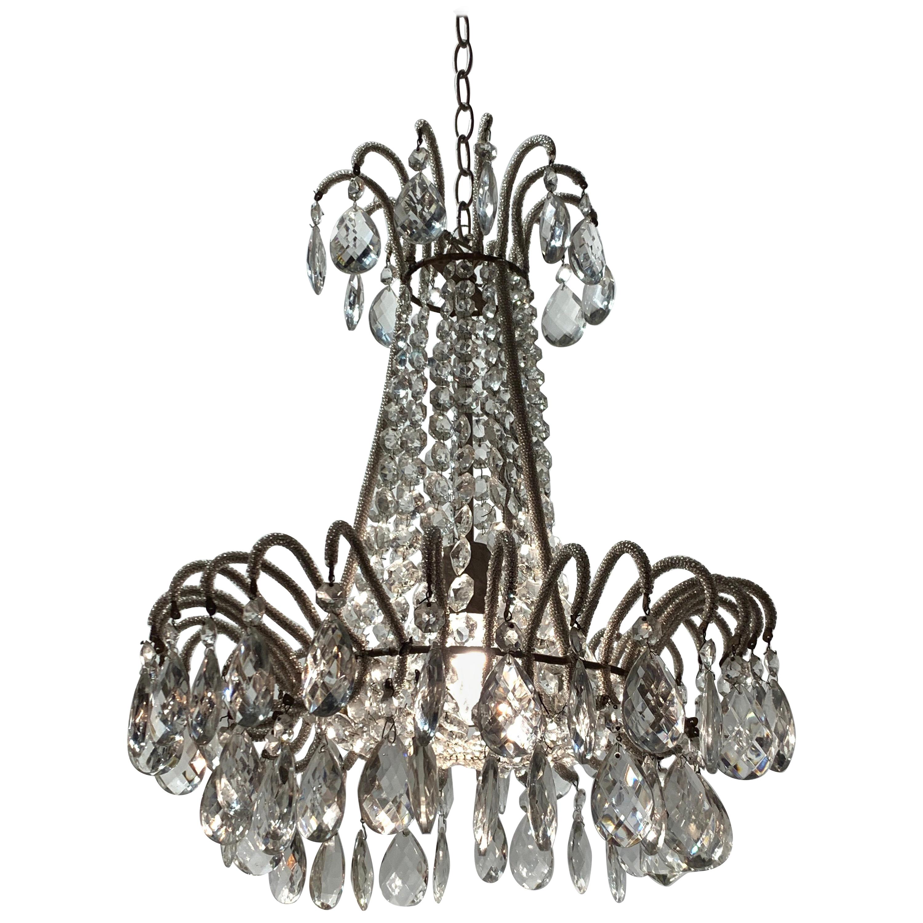 Antique French Beaded Chandelier For Sale