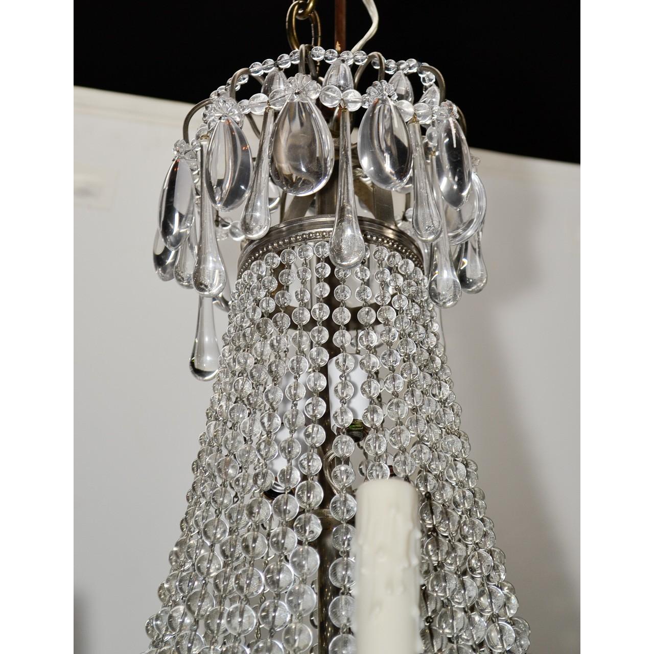 Antique French Beaded Teardrop Chandelier In Good Condition In Dallas, TX