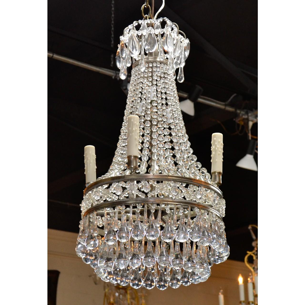 20th Century Antique French Beaded Teardrop Chandelier