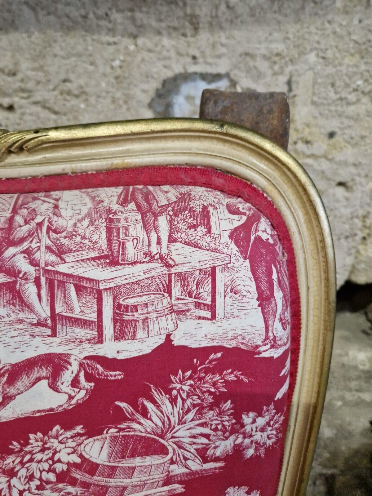 Tissu d'ameublement Ancien lit français Corbeille crème laqué de style Louis XV  en vente