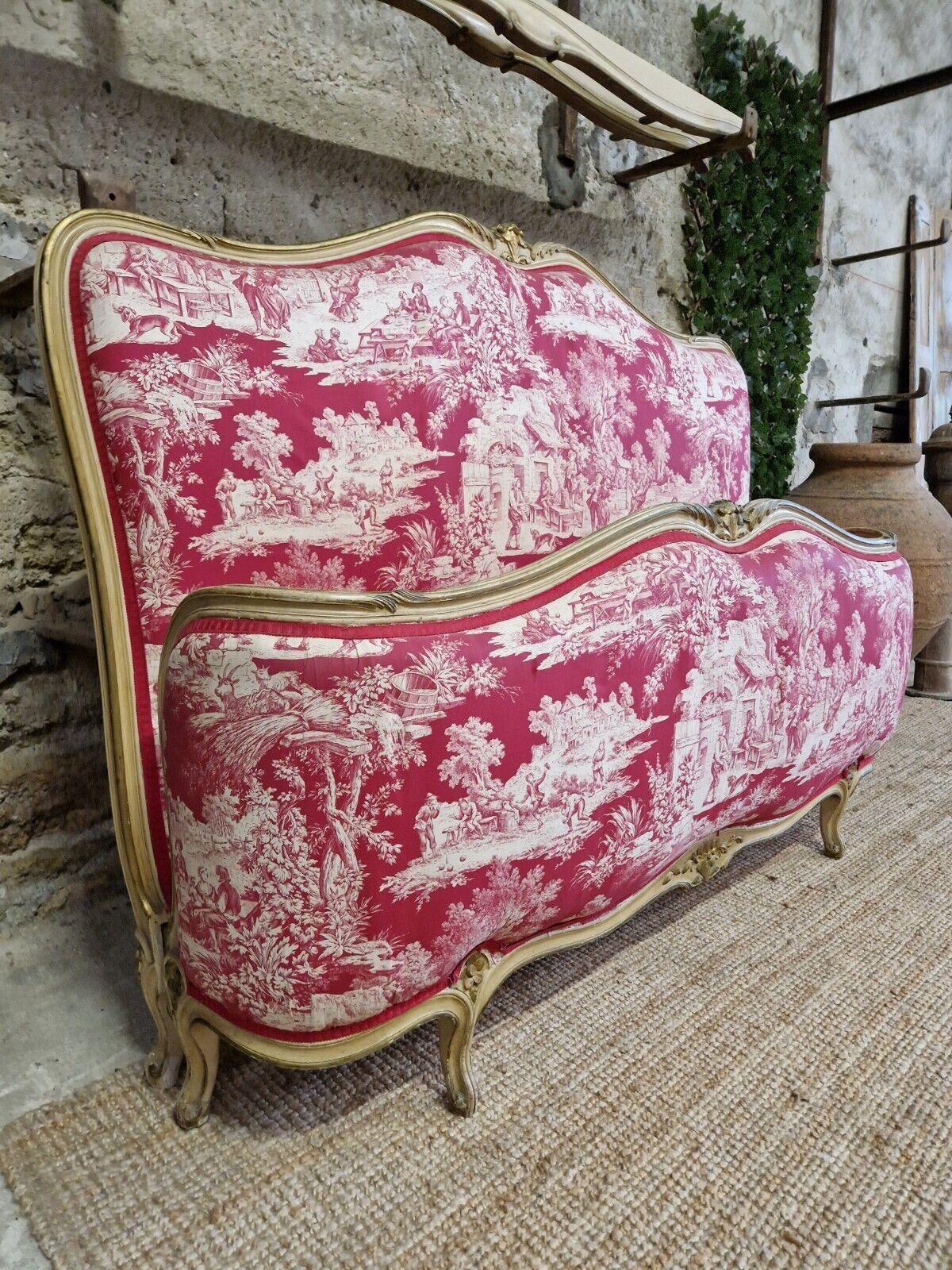 Antikes französisches Bett aus Korbeille im Louis-XV-Stil, cremefarben lackiert  im Angebot 5