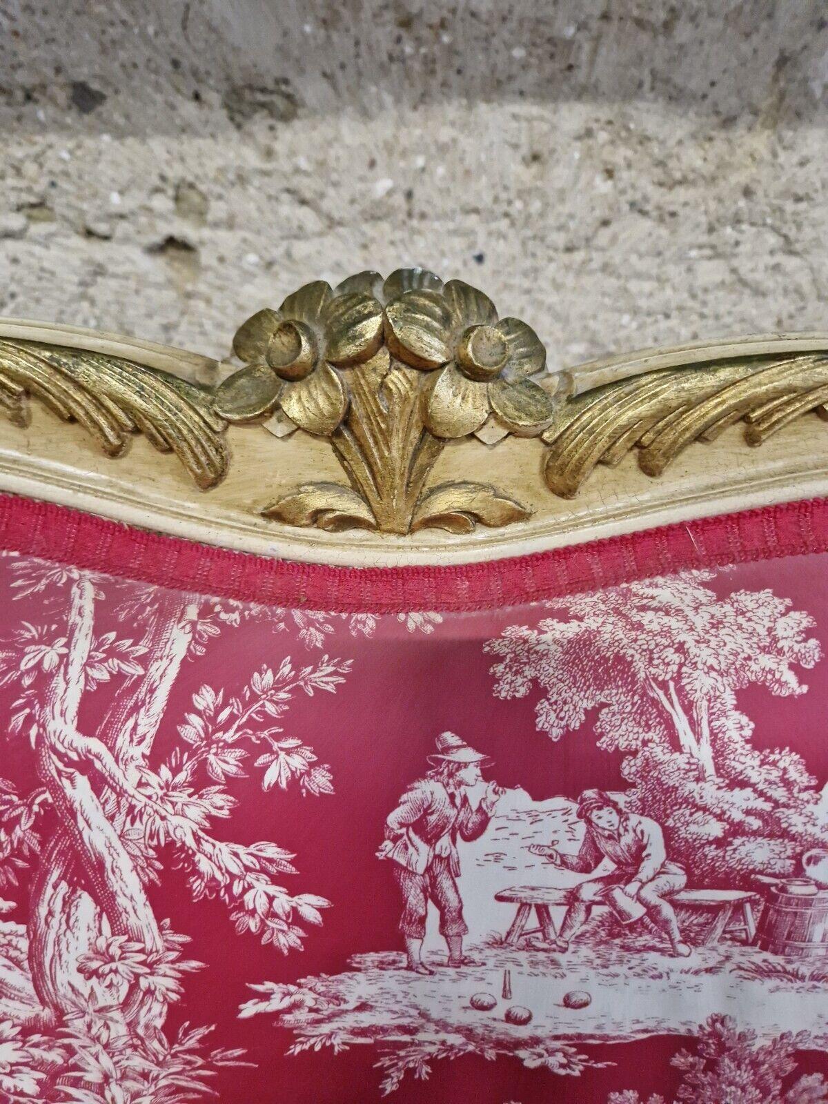 Ancien lit français Corbeille crème laqué de style Louis XV  en vente 4