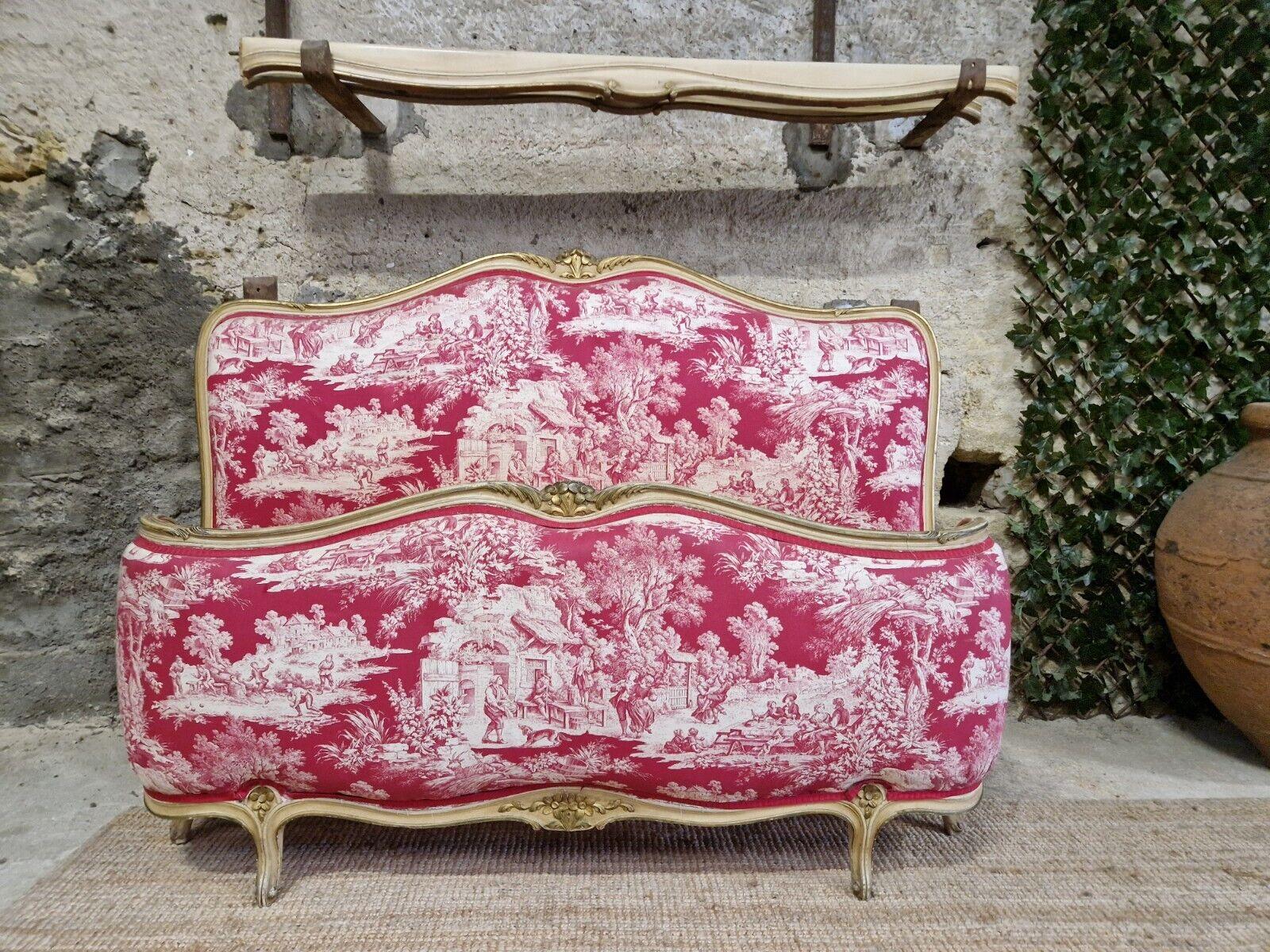 Antikes französisches Bett aus Korbeille im Louis-XV-Stil, cremefarben lackiert  im Angebot 7