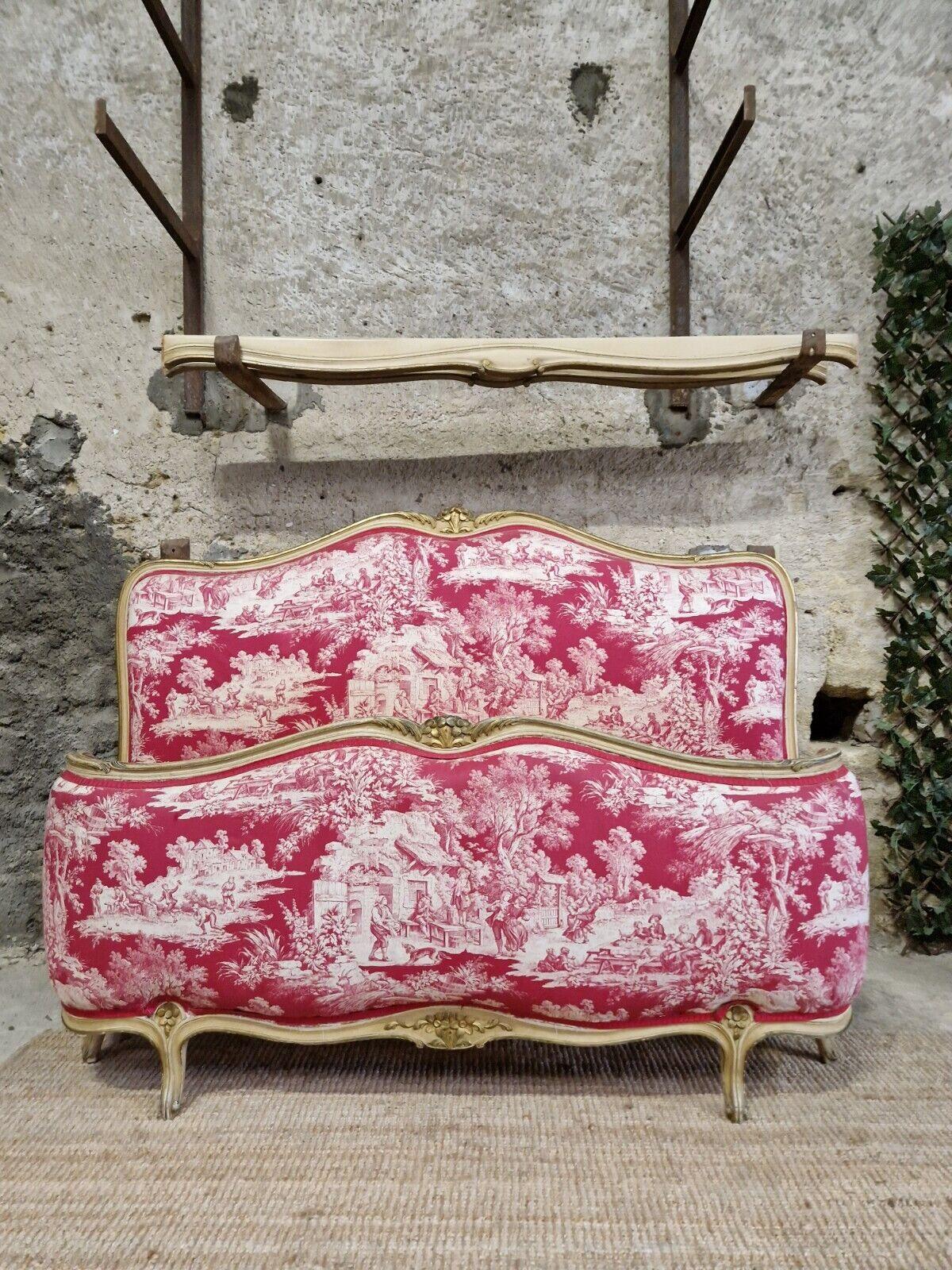Antique French Bed Corbeille Cream Lacquer Louis XV Style  For Sale 11