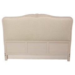 Antique French Bed Headboard Patinated and Upholstered circa 1900