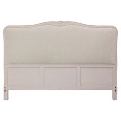 Antique French Bed Headboard Patinated and Upholstered circa 1900