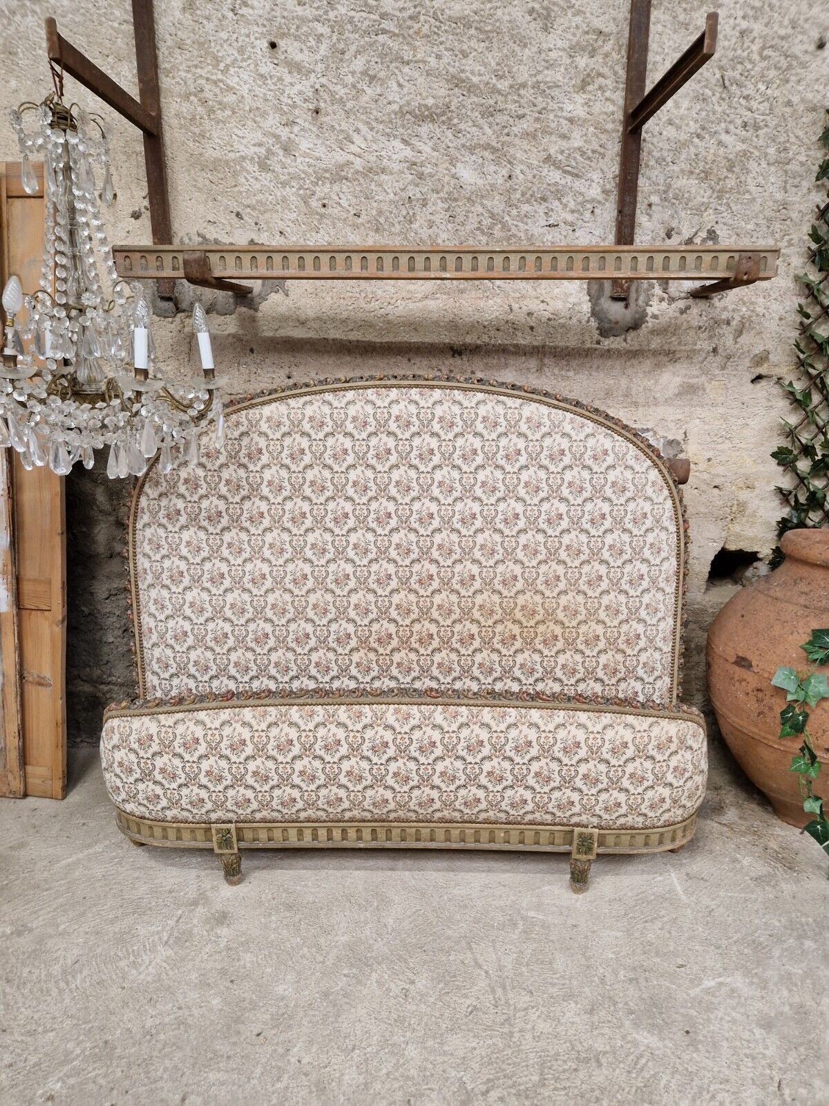 Antique French Bed King Size Demi Corbeille Louis XVI Style For Sale at
