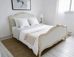 Antique French Bed Upholstered in White