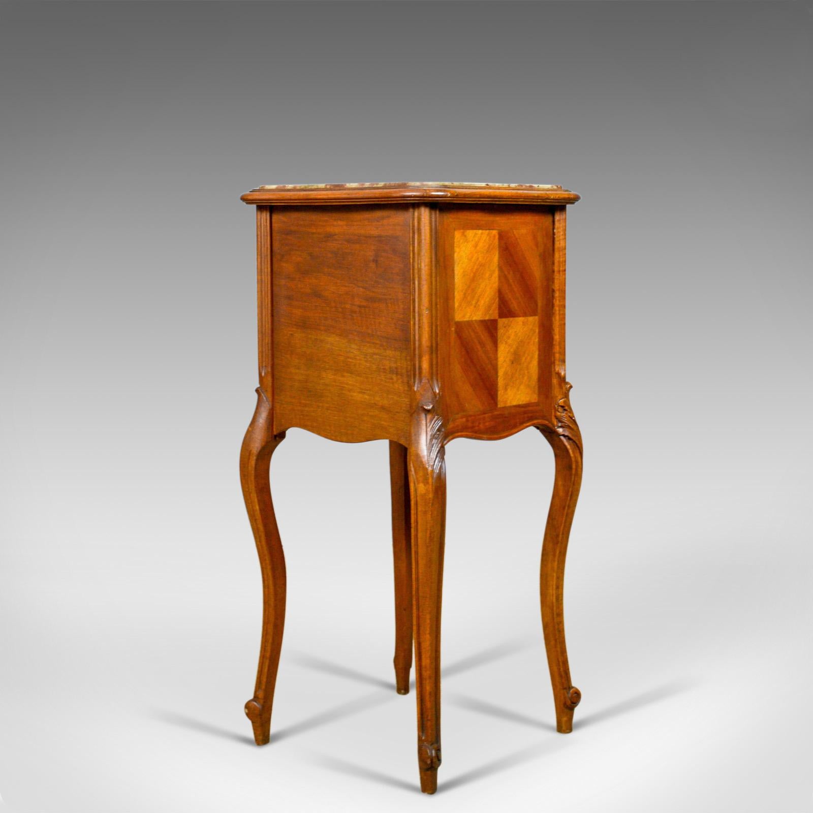 19th Century Antique French Bedside Cabinet Victorian Walnut Marble, Pot Cupboard, circa 1890