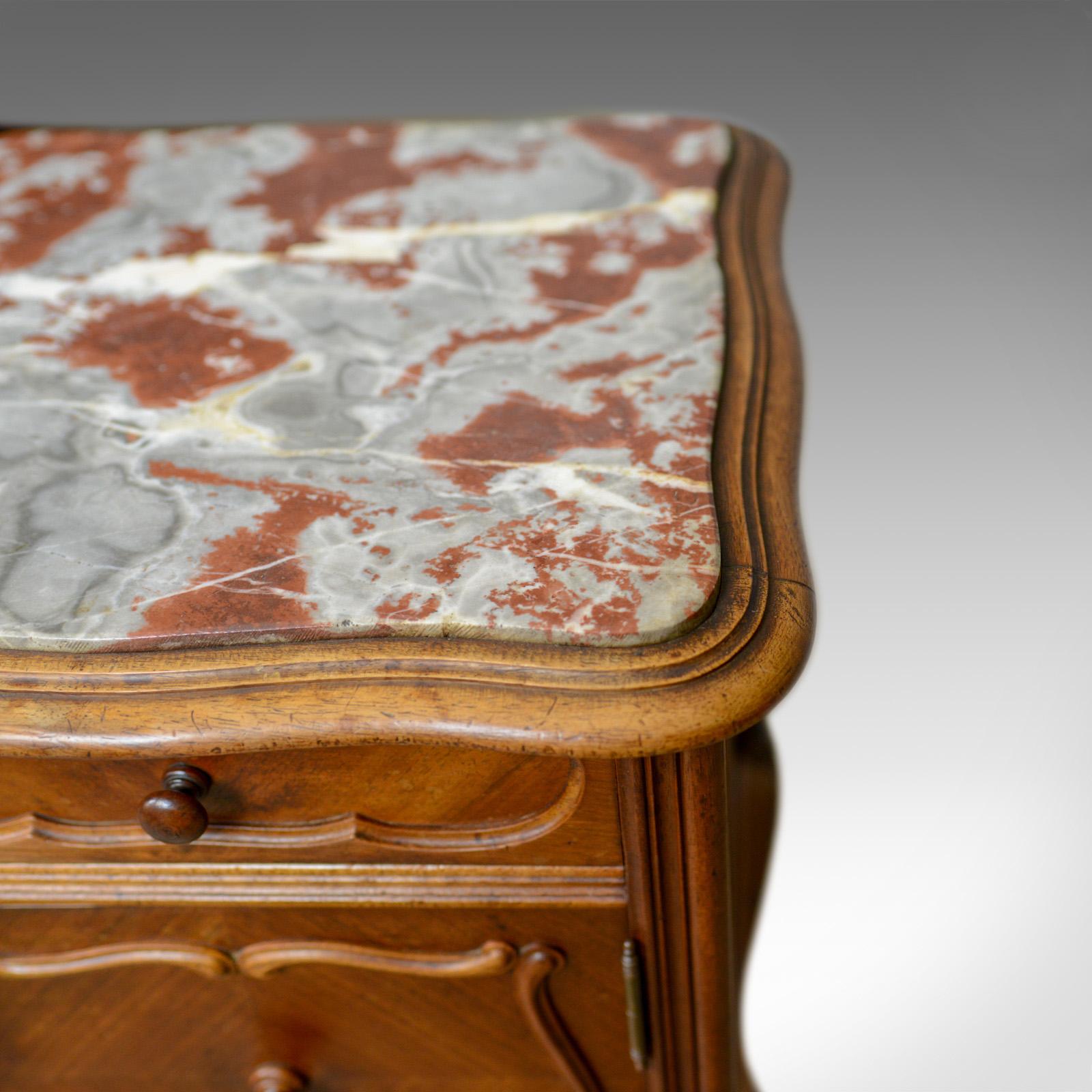 Antique French Bedside Cabinet Victorian Walnut Marble, Pot Cupboard, circa 1890 2