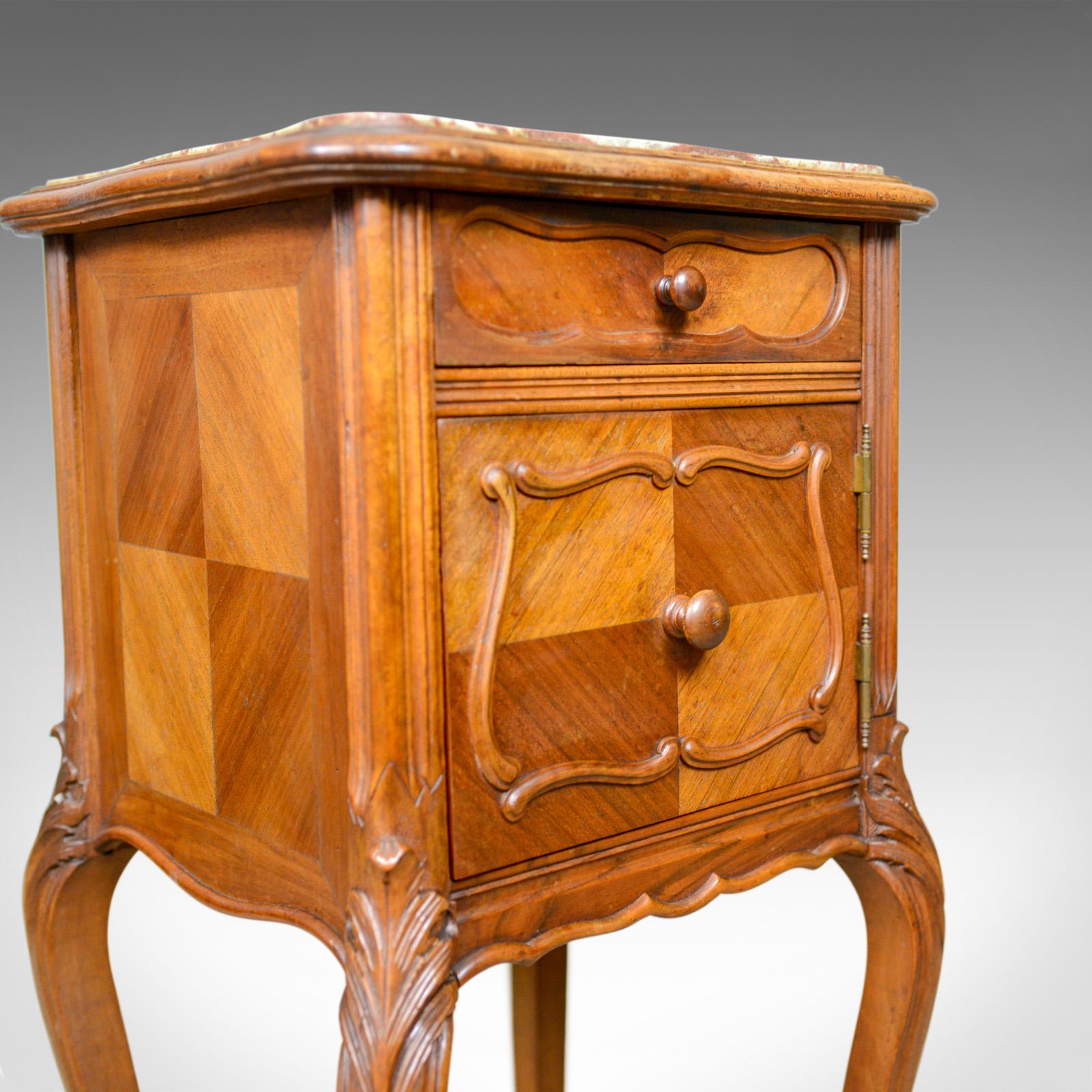 Antique French Bedside Cabinet Victorian Walnut Marble, Pot Cupboard, circa 1890 3