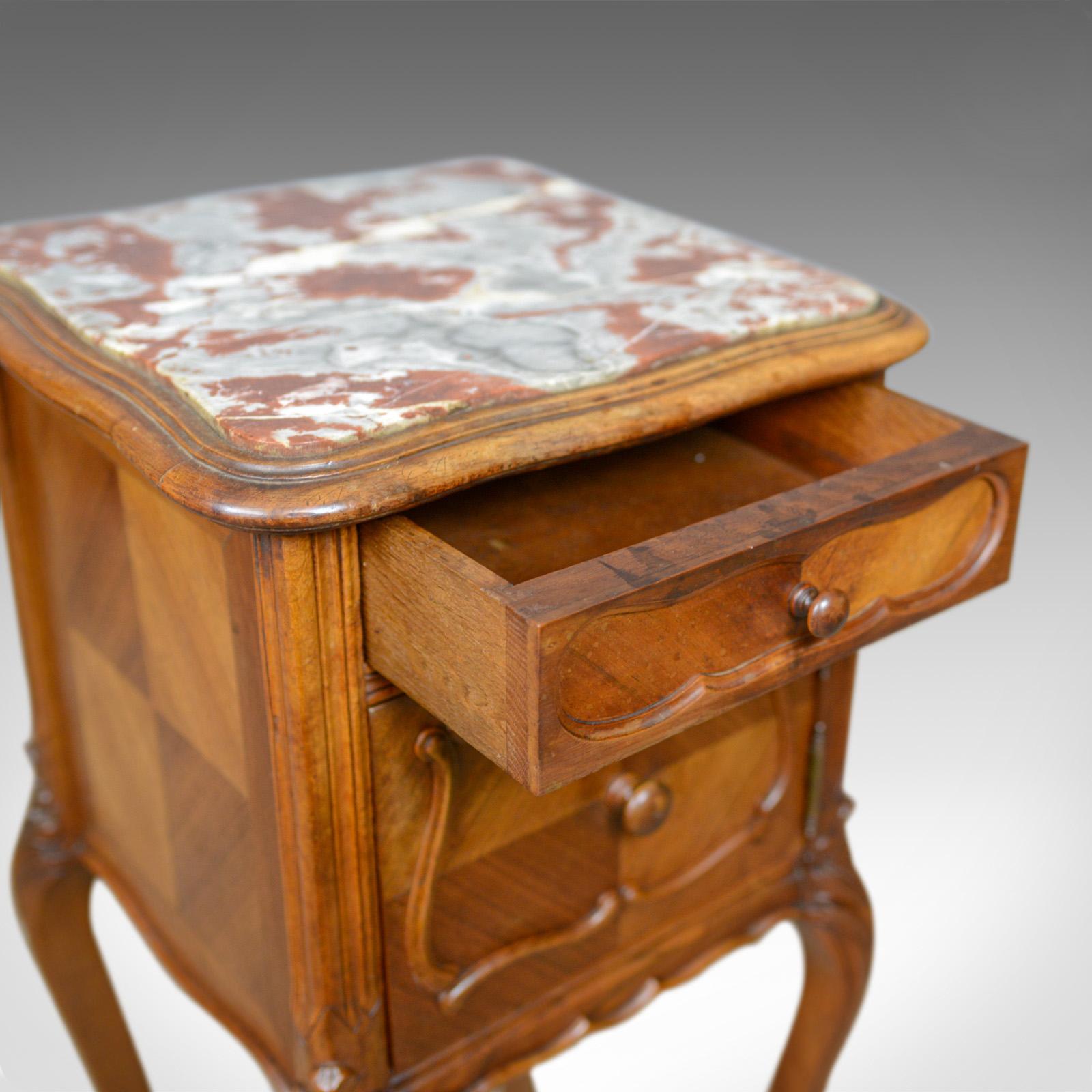Antique French Bedside Cabinet Victorian Walnut Marble, Pot Cupboard, circa 1890 4