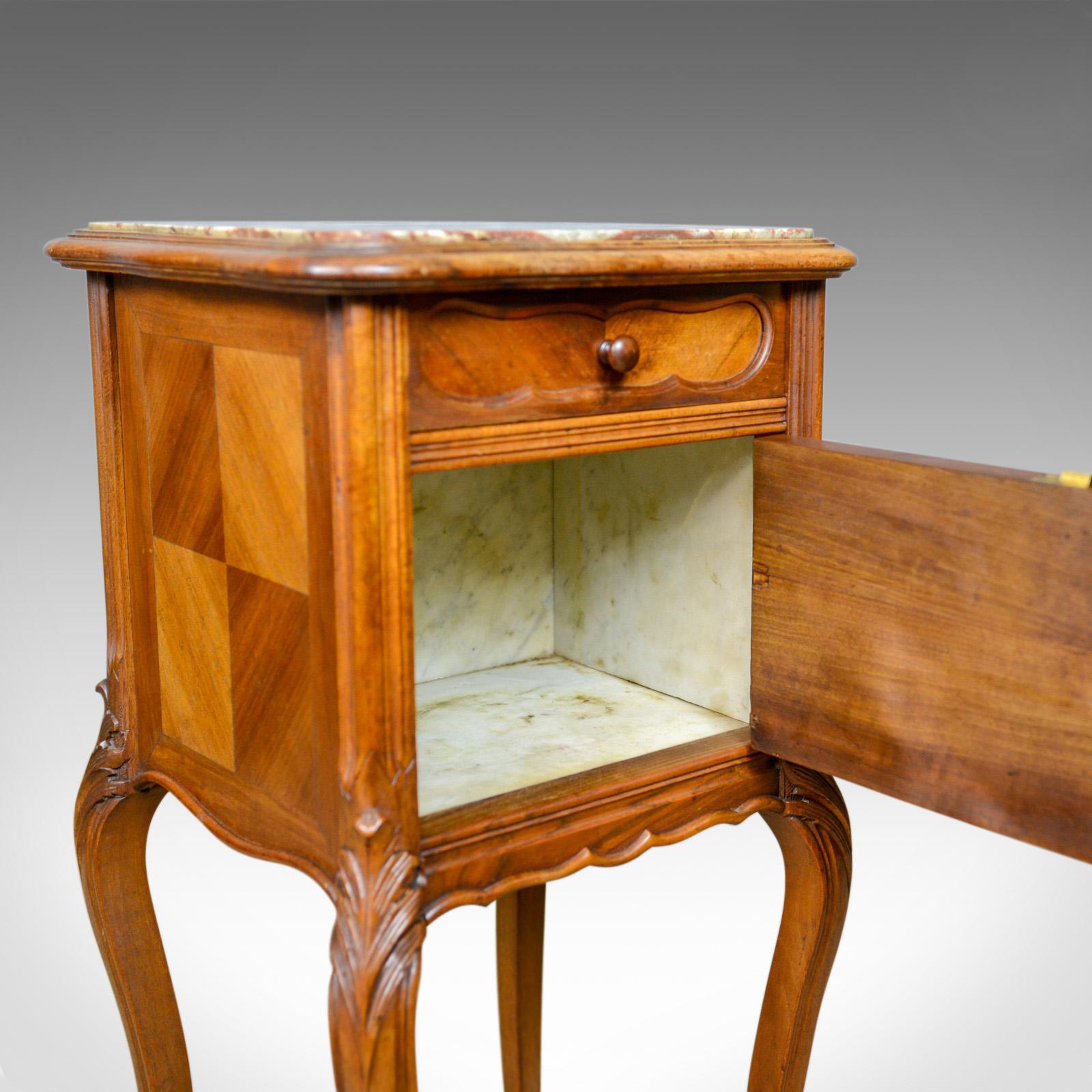 Antique French Bedside Cabinet Victorian Walnut Marble, Pot Cupboard, circa 1890 5
