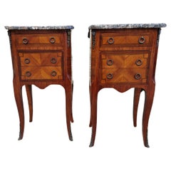 Antique French Bedside Cabinets Transition Style