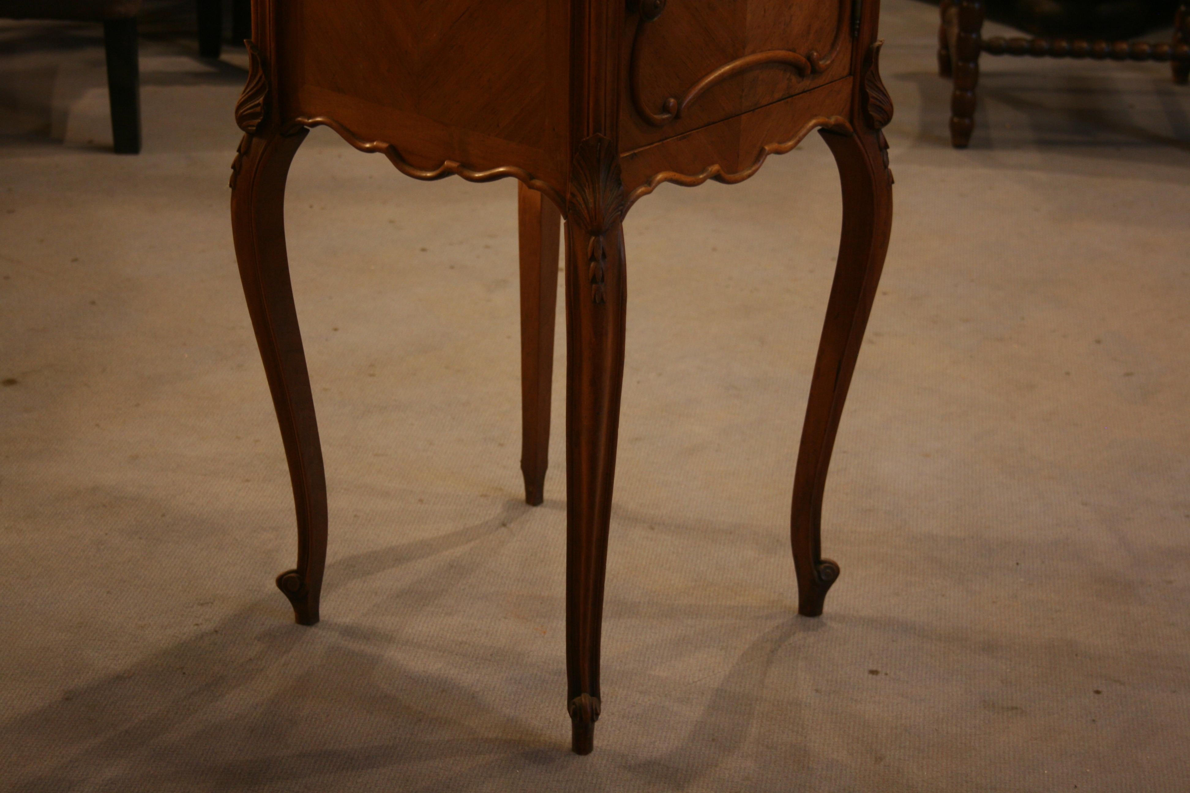 Antique French Bedside Nightstand, Oak with Marble, circa 1880 2