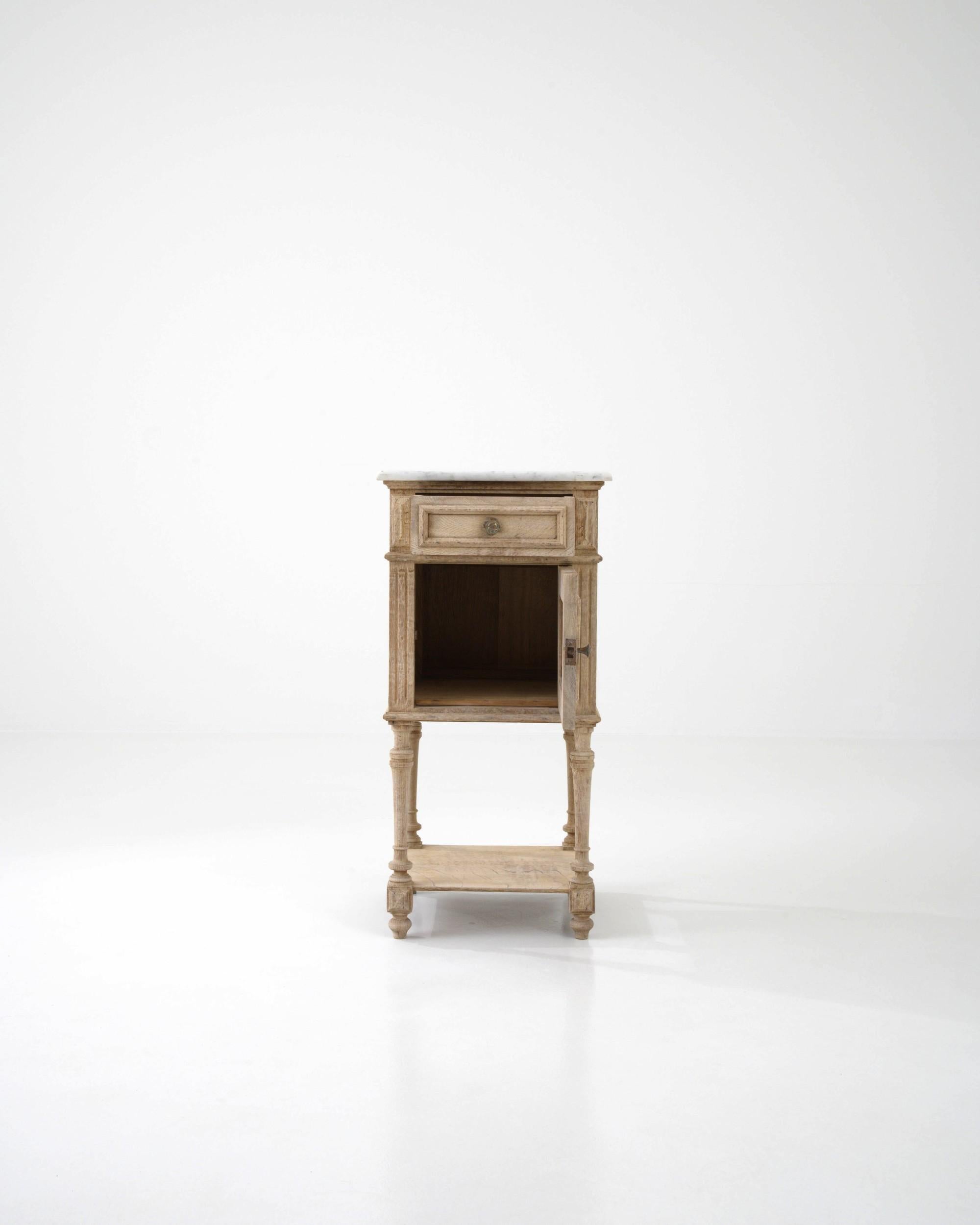 French Provincial Antique French Bedside Table with Marble Top