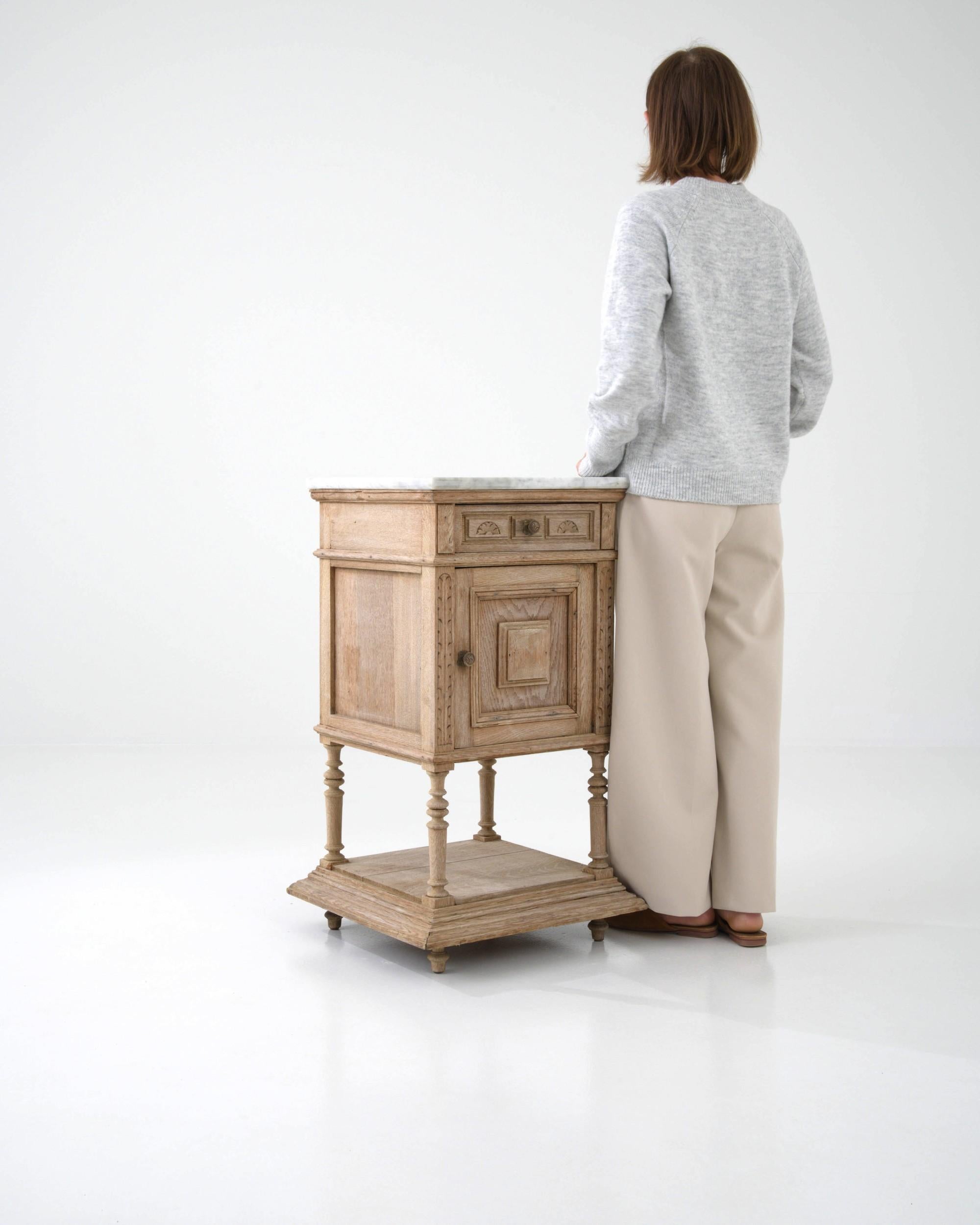 Early 20th Century Antique French Bedside Table with Marble Top