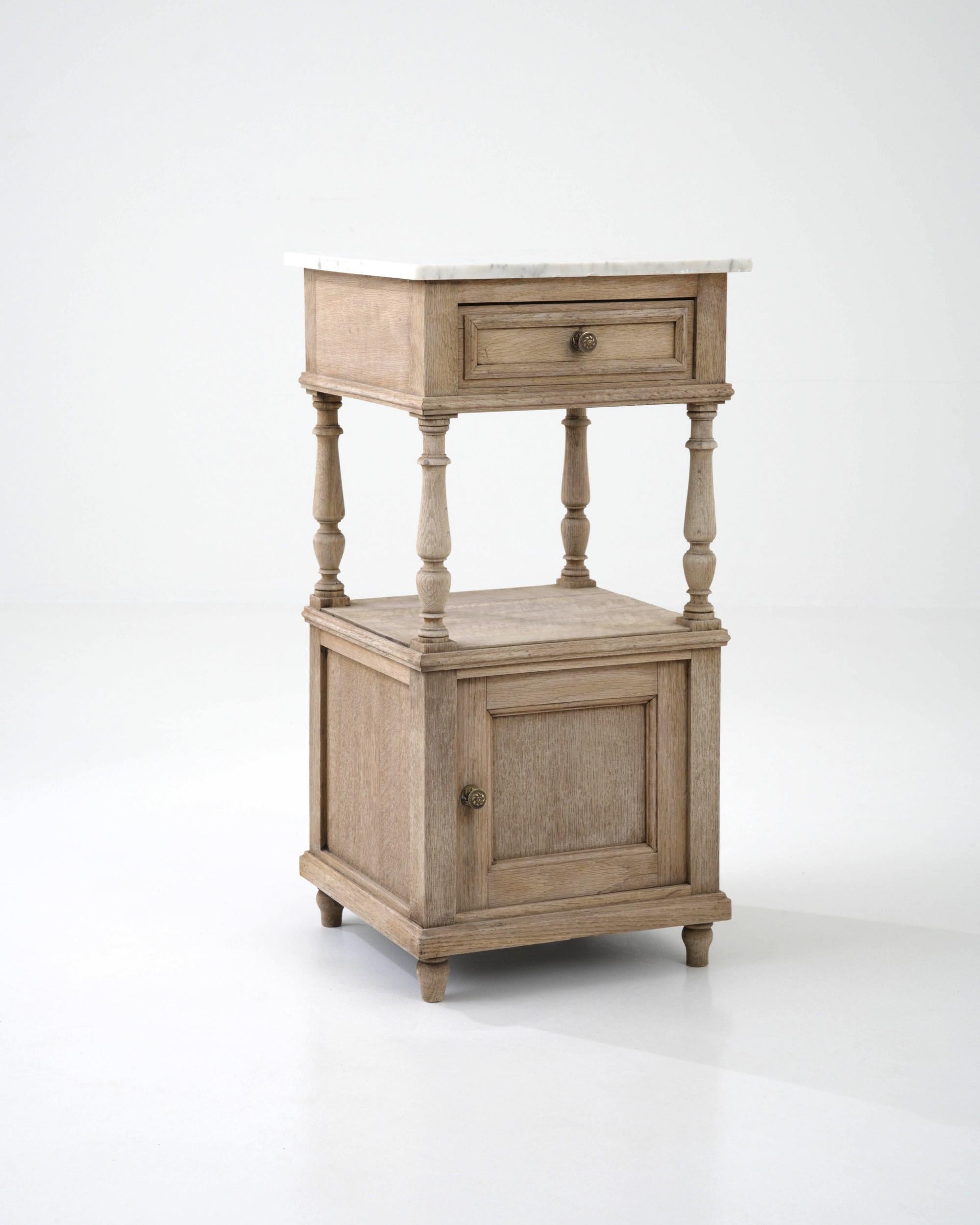 Antique French Bedside Table with Marble Top 1