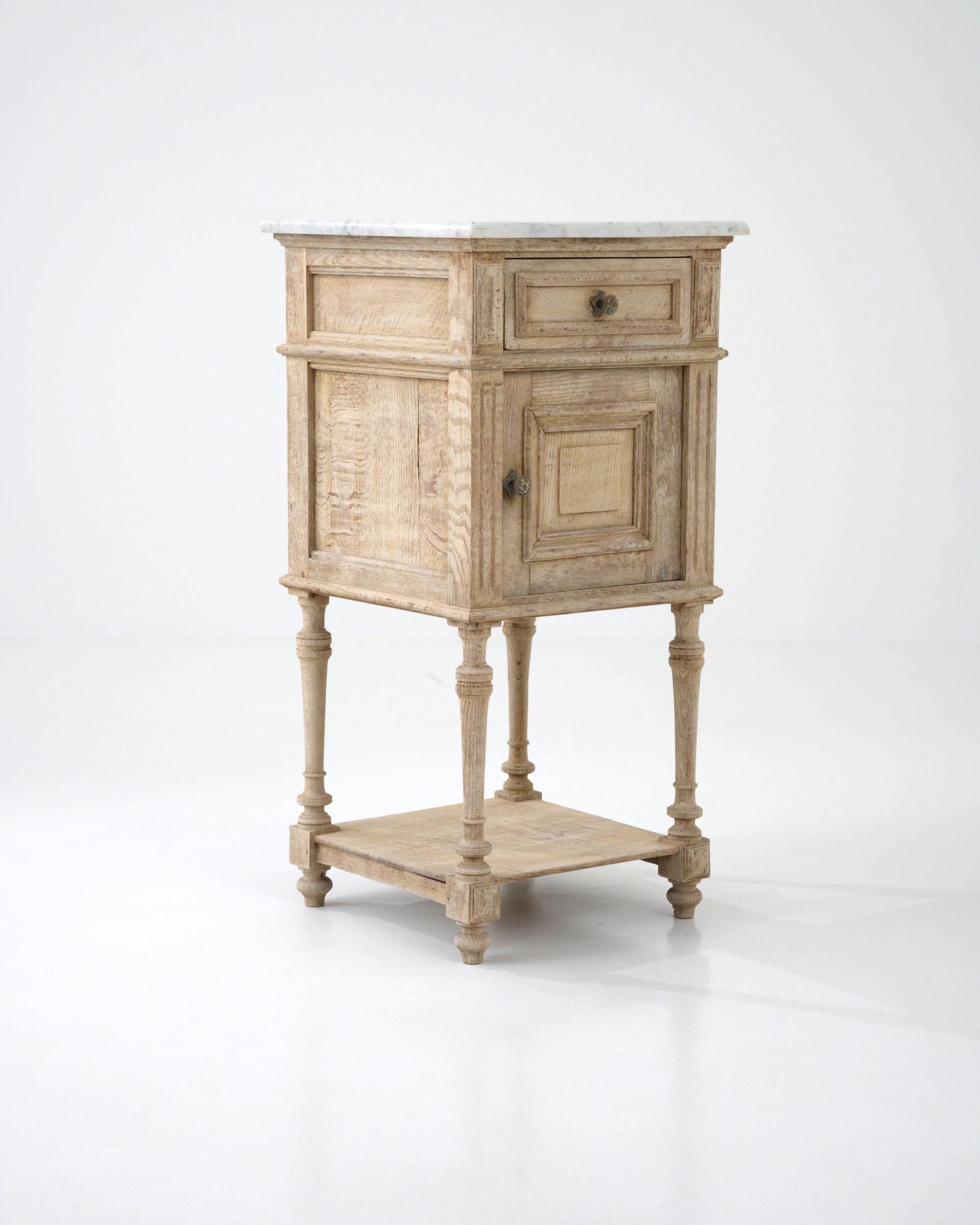 Antique French Bedside Table with Marble Top 1