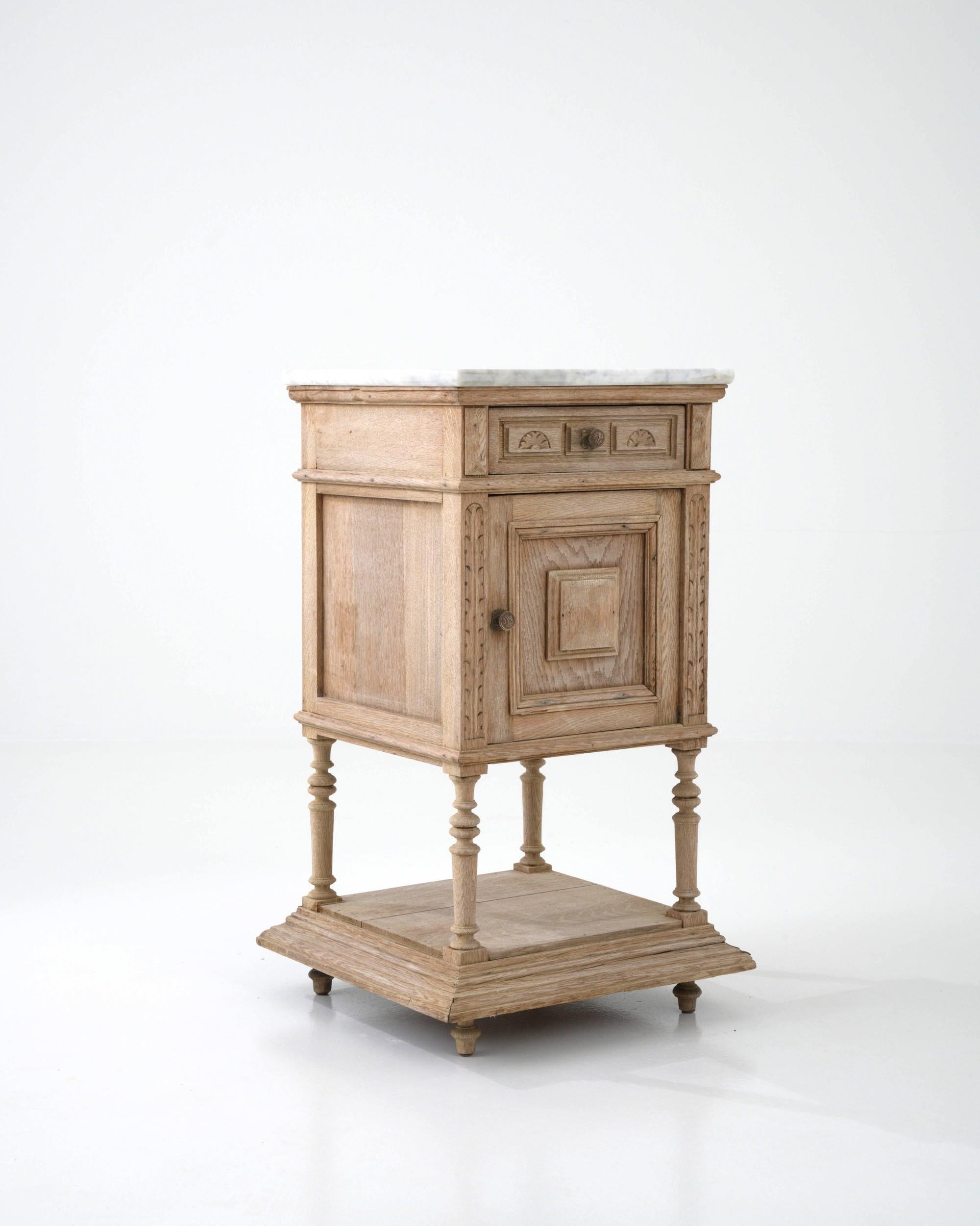 Antique French Bedside Table with Marble Top 2