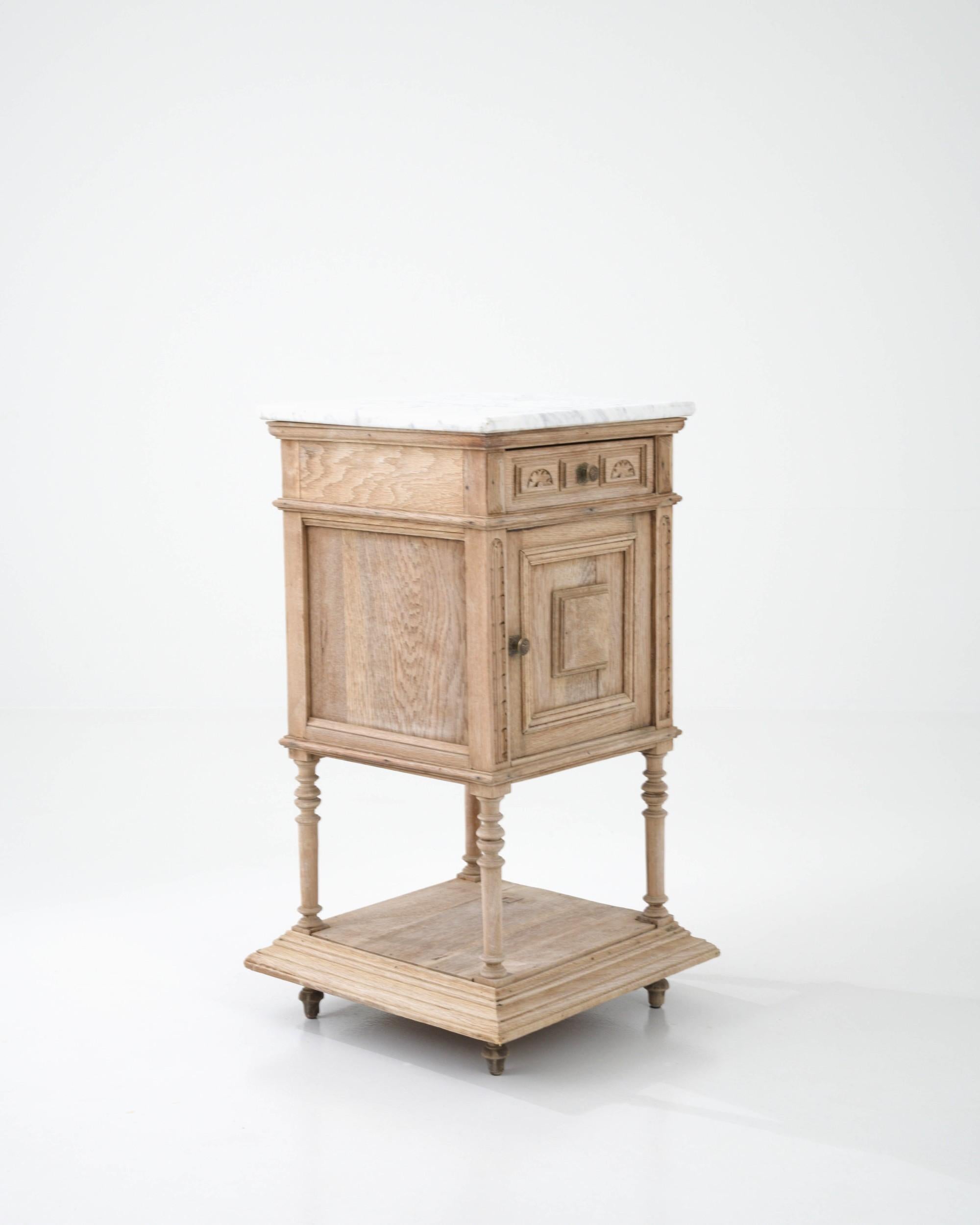 Antique French Bedside Table with Marble Top For Sale 2