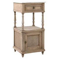 Antique French Bedside Table with Marble Top