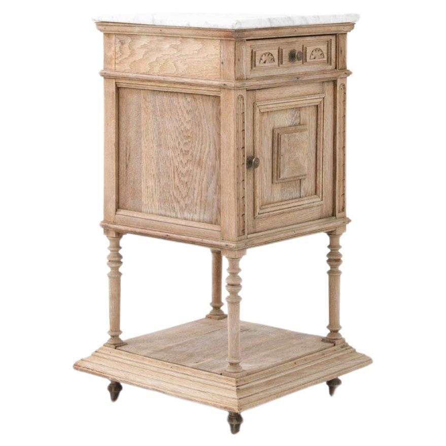 Antique French Bedside Table with Marble Top