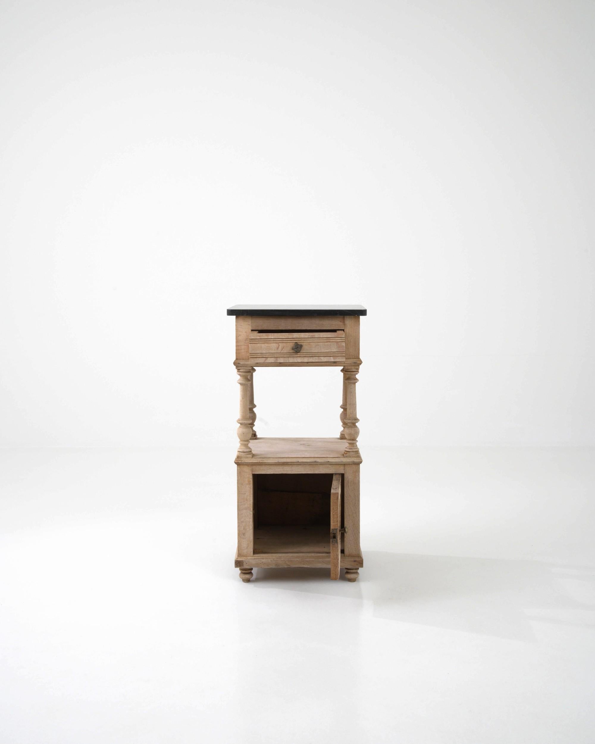 French Provincial Antique French Bedside Table with Stone Top