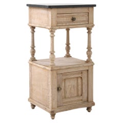 Antique French Bedside Table with Stone Top