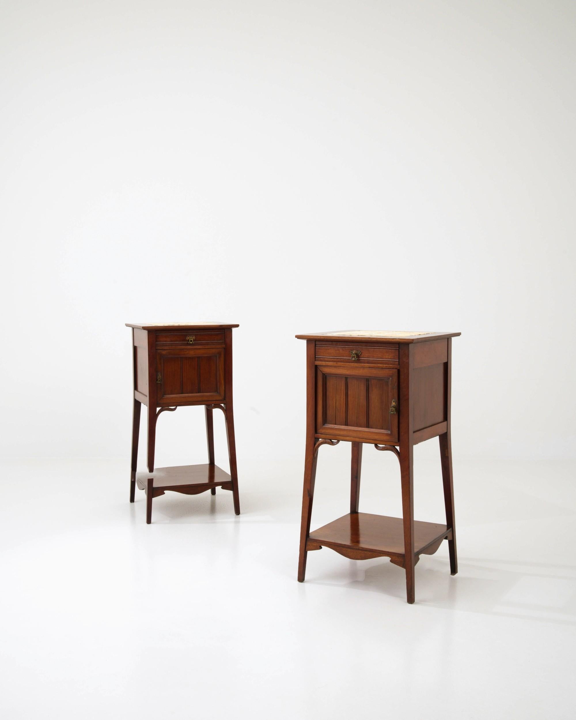 Early 20th Century Antique French Bedside Tables, a Pair