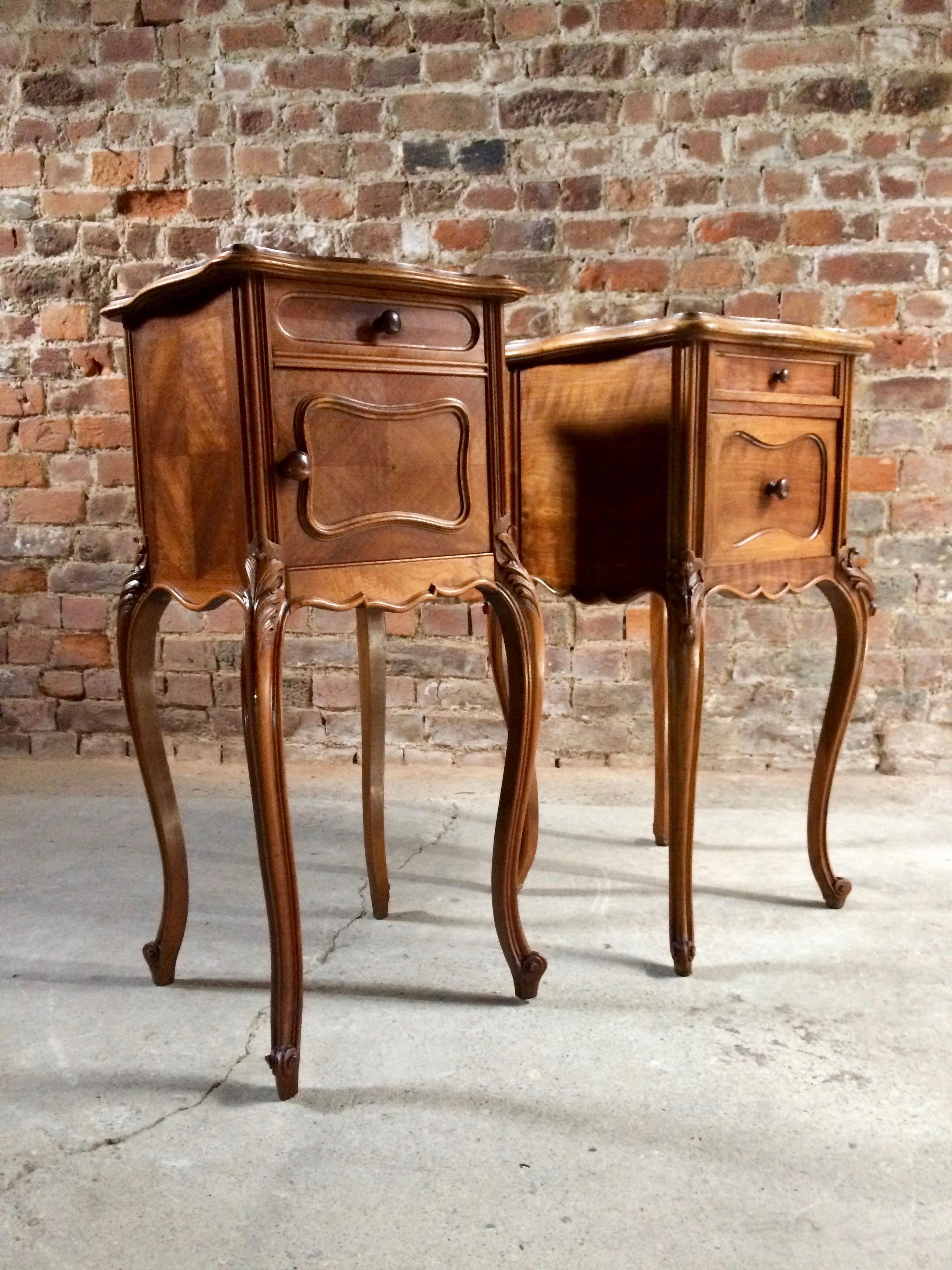 Antique French Bedside Tables Nightstands Marble Pair Victorian, 1875 2