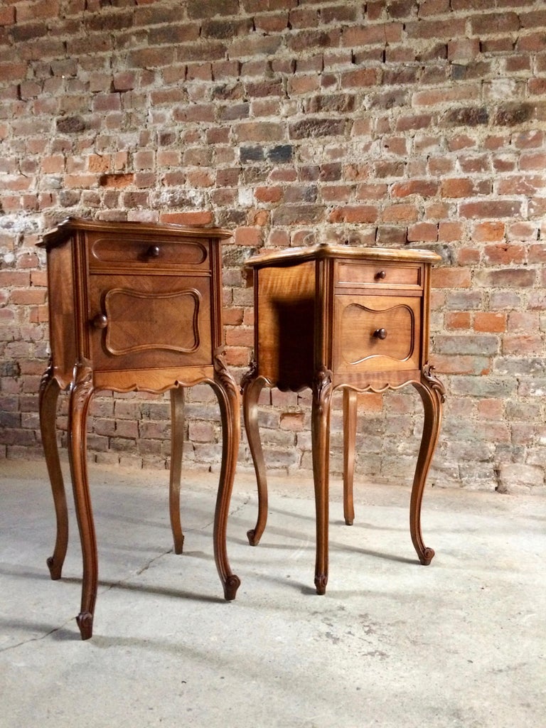 Antique French Bedside Tables Nightstands Marble Pair Victorian, 1875 at 1stDibs french