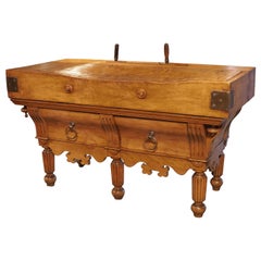 Antique French Beechwood Butcher Block, circa 1880