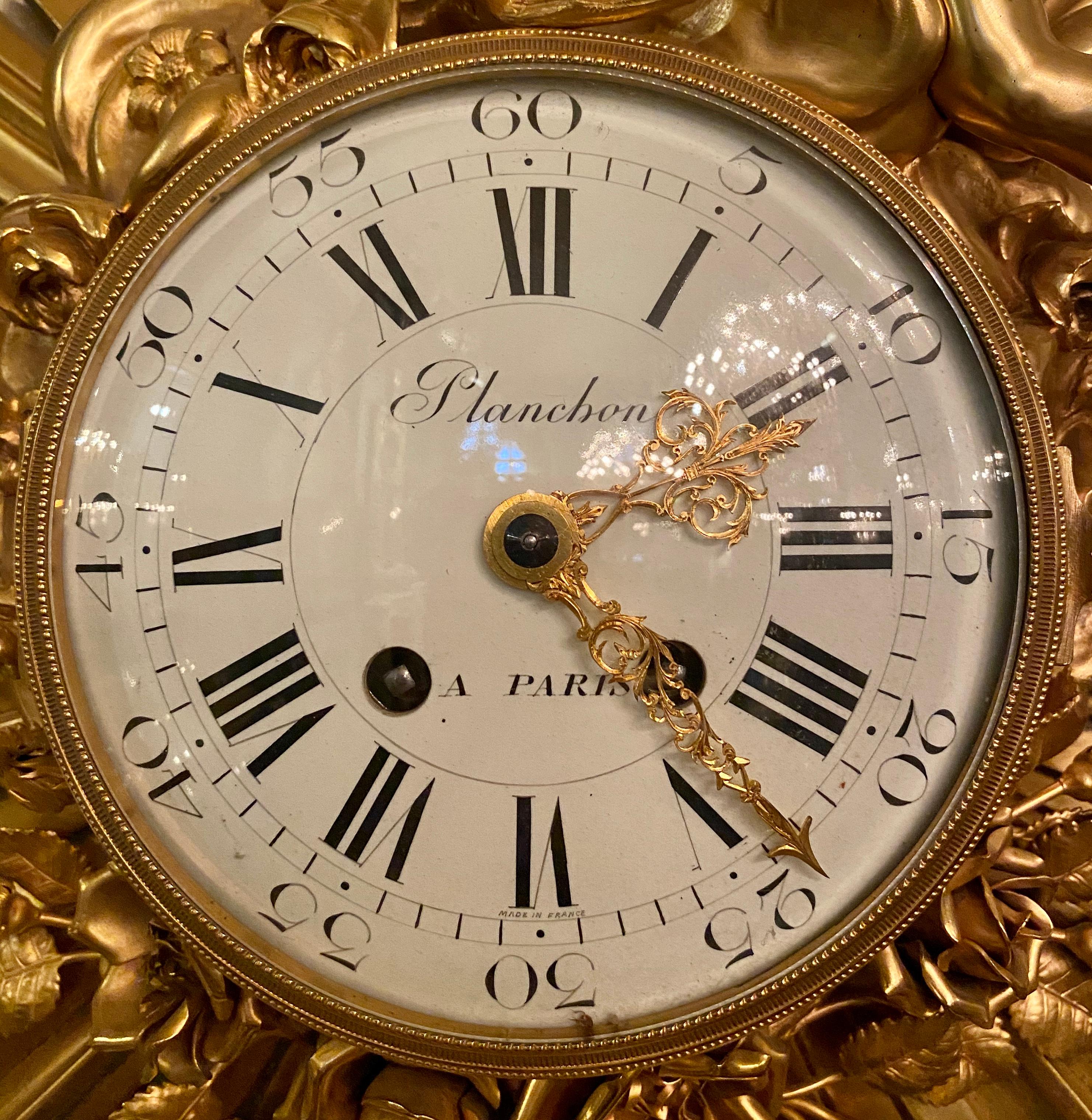 Antique French Belle Epoch Bronze D'Ore Clock, circa 1890 In Good Condition In New Orleans, LA