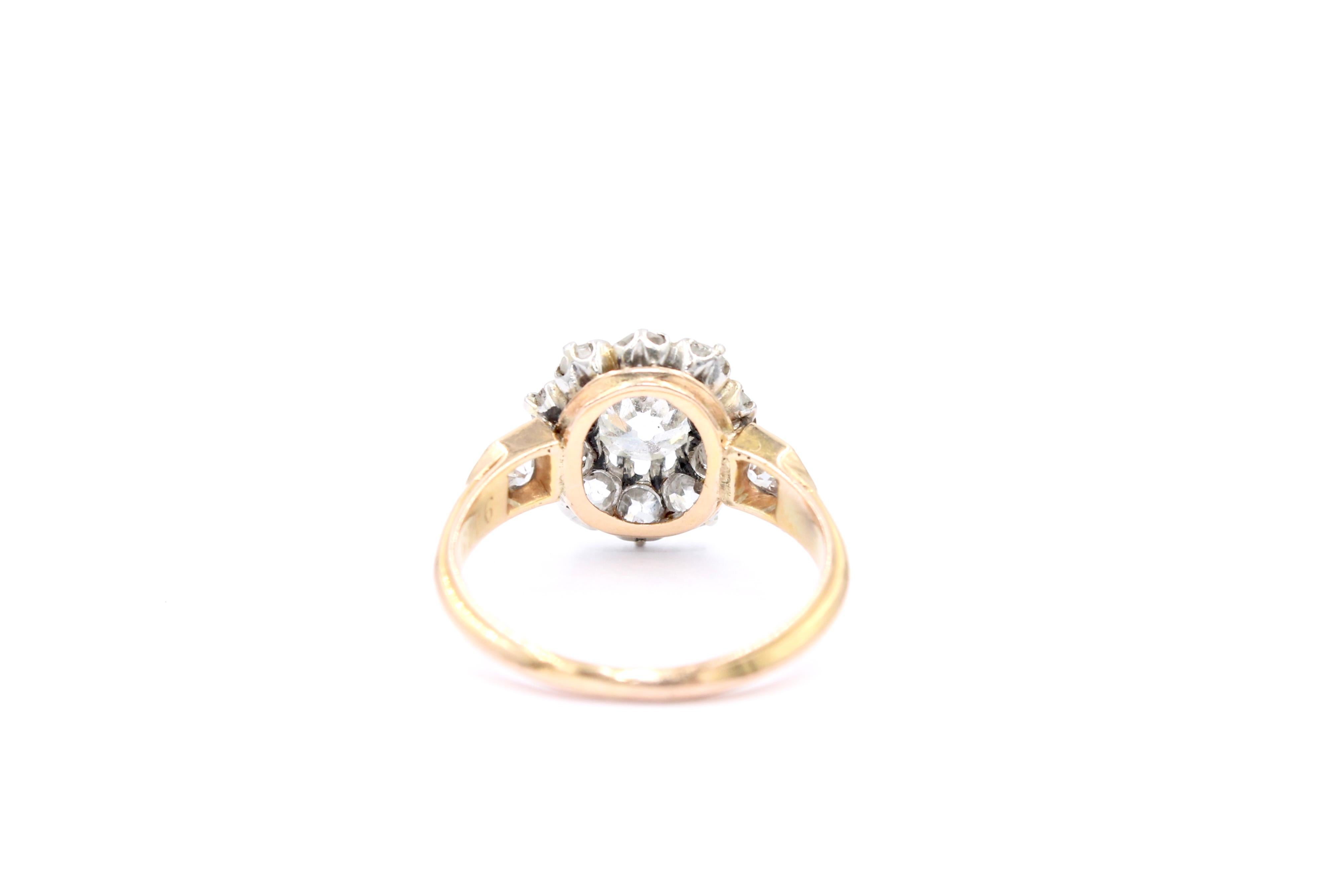 Antiker French Belle Epoque 2,10 Karat Diamant-Cluster-Ring  (Alteuropäischer Schliff) im Angebot