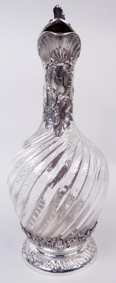 Antique French Belle Epoque Classical Silver & Crystal Decanter