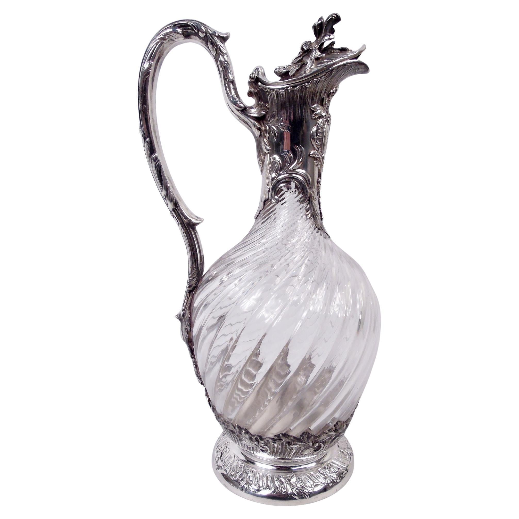 Antique French Belle Epoque Classical Silver & Crystal Decanter