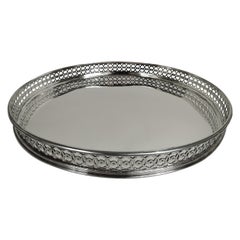 Plateau de galerie ancien en argent classique français de la Belle Époque