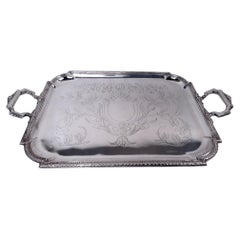 Antique French Belle Epoque Classico Vassoio d'argento
