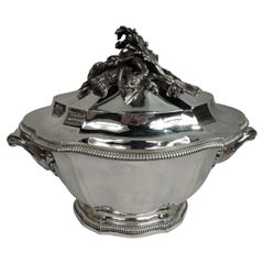 Antike French Belle Epoque Classical Silber Terrine