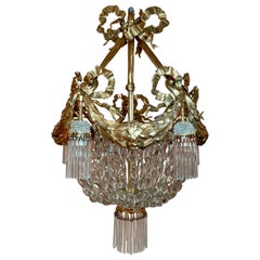 Antique French Belle Époque Crystal and Gold Bronze Chandelier, circa 1890