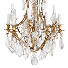 Antique French Belle Époque Cut Glass and Gilt Bronze Chandelier