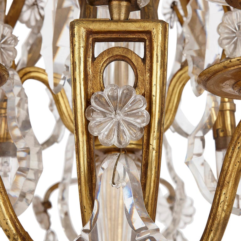 19th Century Antique French Belle Époque Cut Glass and Gilt Bronze Chandelier For Sale