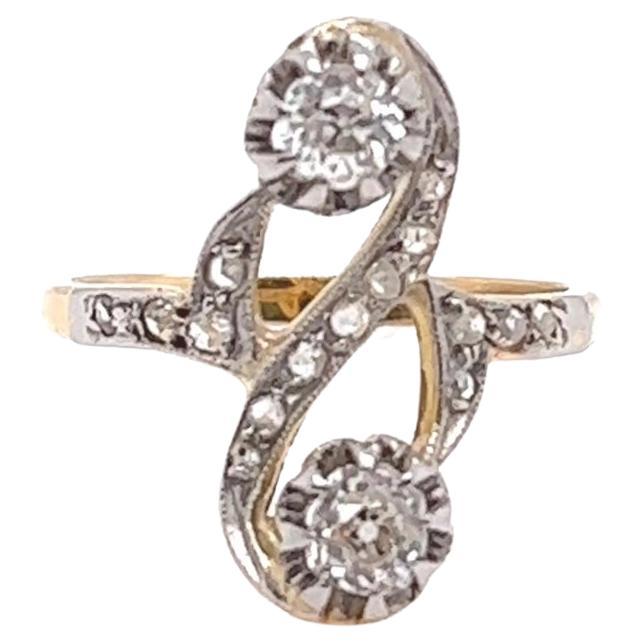 Antique French Belle Époque Diamond 18 Karat Gold Toi et Moi Ring