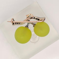 Antique French Belle Epoque Fonseque Et Olive Pate De Verre & Diamond Brooch