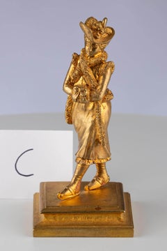 Antique French Belle Époque Gilt Bronze Gold Figurative Sculpture of a Woman