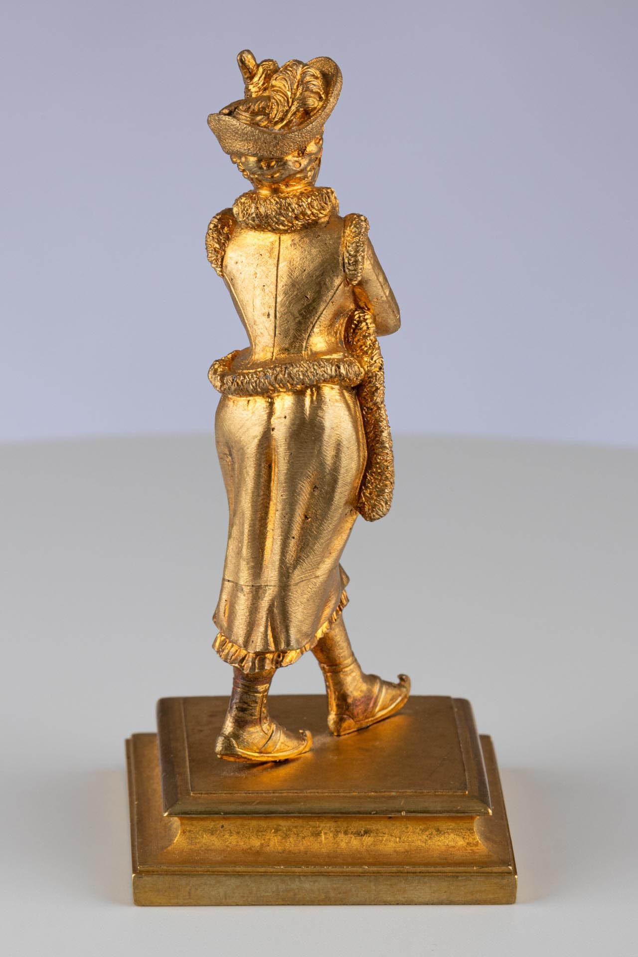 20th Century Antique French Belle Époque Gilt Bronze Gold Figurative Sculpture of a Woman For Sale